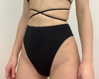 BLACK BIKINI BOTTOMS - High Waist, Rave Outfit, Swim set, festivaloutfit, raveoutfit, festival outfits women, festival set