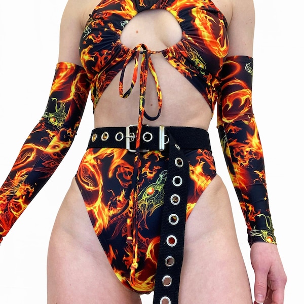 FIRE FLAME SLEEVES - Festival Outfit Accessoire, Rave Outfit, Swim Set, Festivaloutfit, Raveoutfit, Festival Outfits Frauen, Festival Set