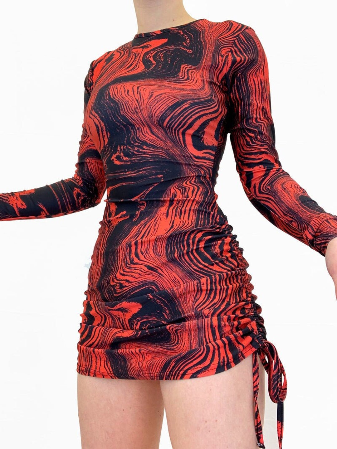 Tenu Rave ROBE ROUGE NOIR - Tenue de festival réglable, tenue de rave, ensemble ...