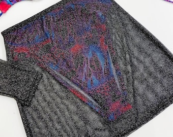 Black Glitter Mesh Mini Skirt - Festival Rave Skirt