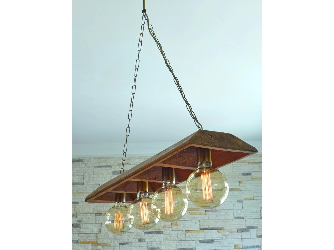 Wooden Pendant Light Kitchen Island Light Large Wood Antique Lighting ...