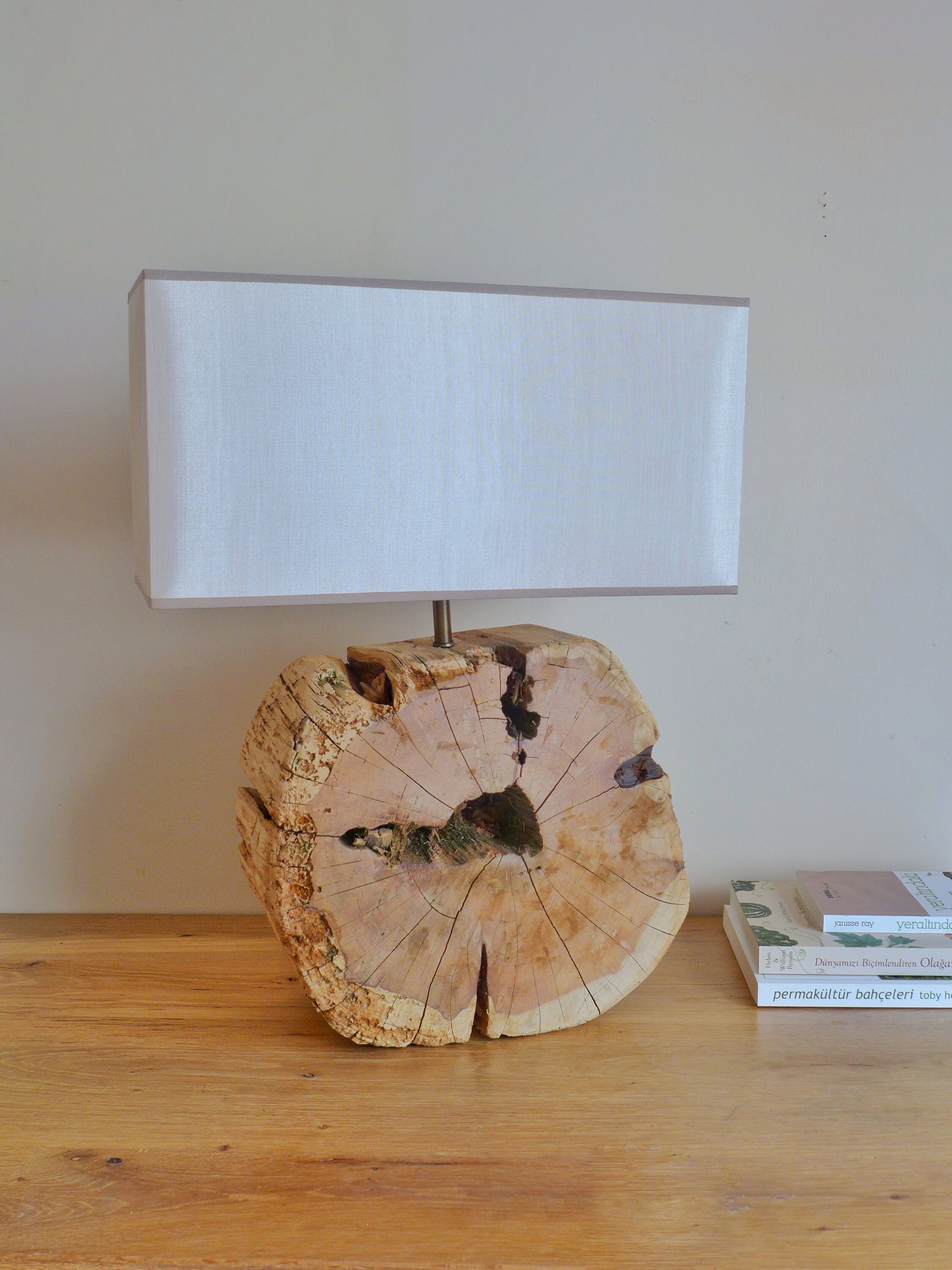 Reclaimed Wood Table Lamp Mid Century Modern Lamp Unique Table Etsy