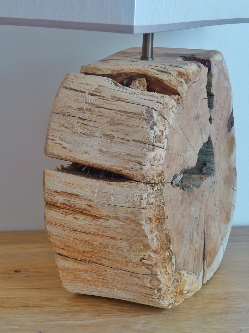 Reclaimed Wood Table Lamp Mid Century Modern Lamp Unique Table Etsy