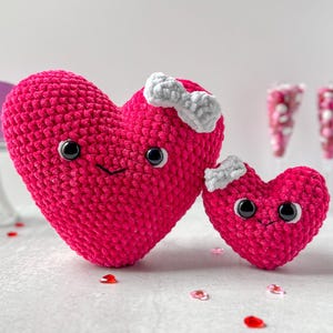 Bundle: Großes und kleines süßes Plüschherz Häkelanleitung, Valentinstag Häkelanleitung, süßes Mini Herz Häkelanleitung