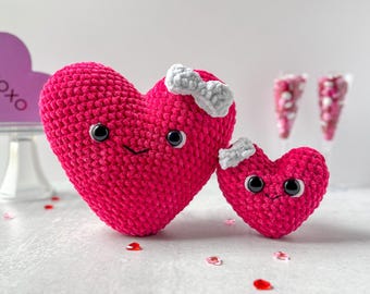Bundle: Big and Mini Sweet Heart Plush Valentine Crochet Patterns, Mini Sweet Heart Pattern, Valentine Heart Crochet Pattern