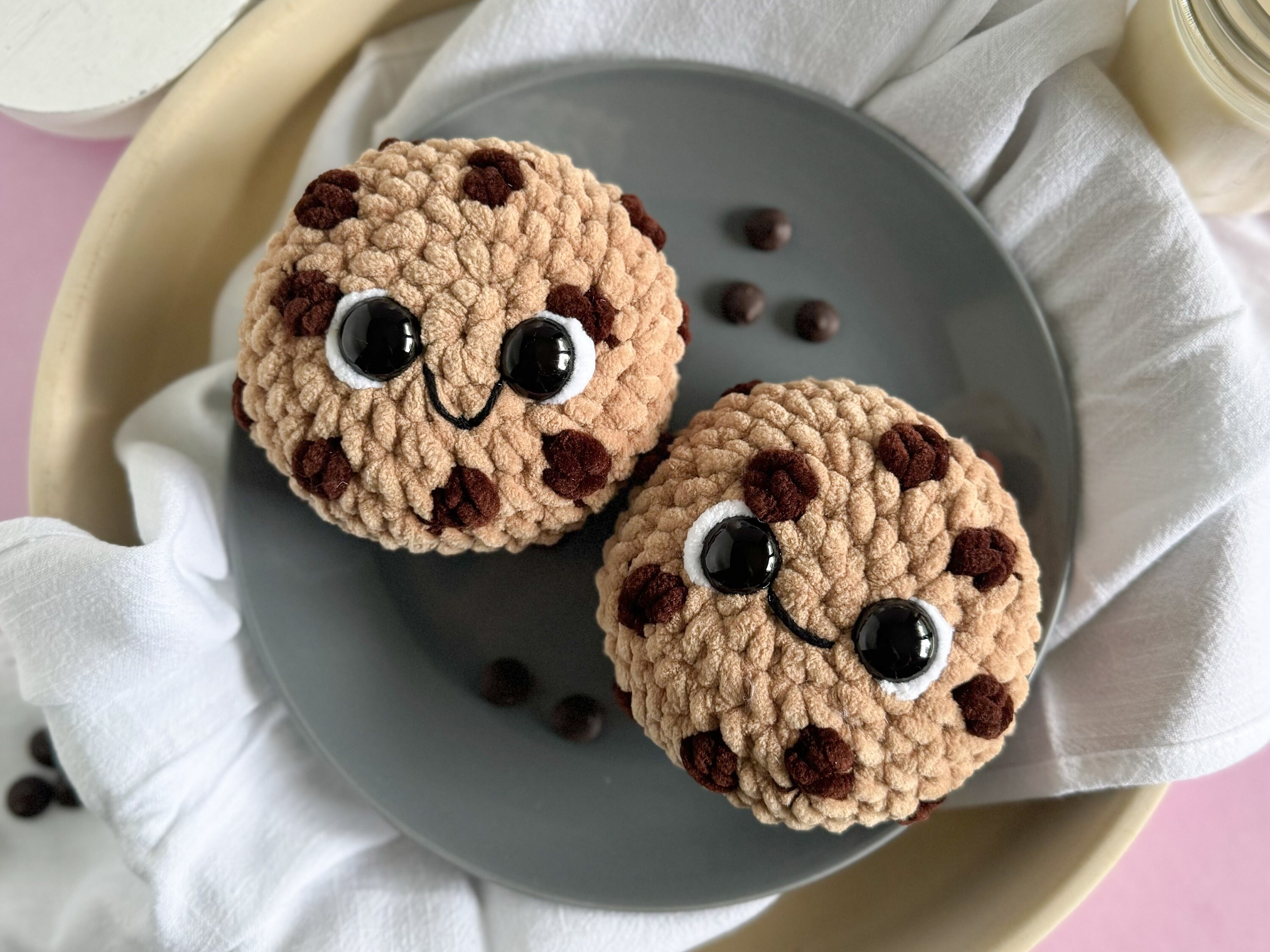 セット内容：チョコレートチップクッキーの編み図、ぬいぐるみクッキー