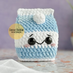 Mini melkpak gehaakt patroon, lage naai pluche minimelk, amigurumi eten, melkpak pluche haakpatroon, speelvoedsel haakpatroon