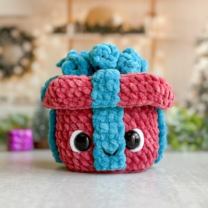 Mini Weihnachtsgeschenk Häkelmuster, Plüsch Geschenk Box mit abnehmbaren Deckel, Mini Weihnachtsgeschenk Box, Kleine Plüsch Geschenkbox