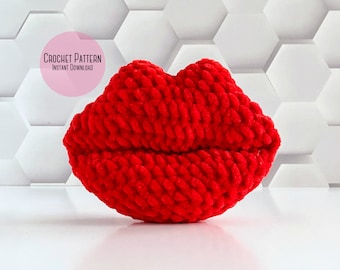 Crochet Mini Kiss Lips Plush Valentine Amigurumi Pattern, Crochet Lips Mini Pattern, Valentine’s Mini Crochet Pattern, Valentine’s Day Mini