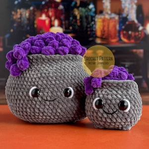 Bundle: Big and Mini Cauldron Crochet Patterns, Big and Mini Fillable Cauldrons, Cauldron with Lid Patterns, Cauldron Amigurumi Patterns