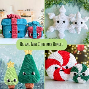 Bundle: Big & Mini Christmas Crochet Patterns, Present Patterns, Christmas Tree Patterns, Peppermint Patterns, Snowflake Patterns Both Sizes
