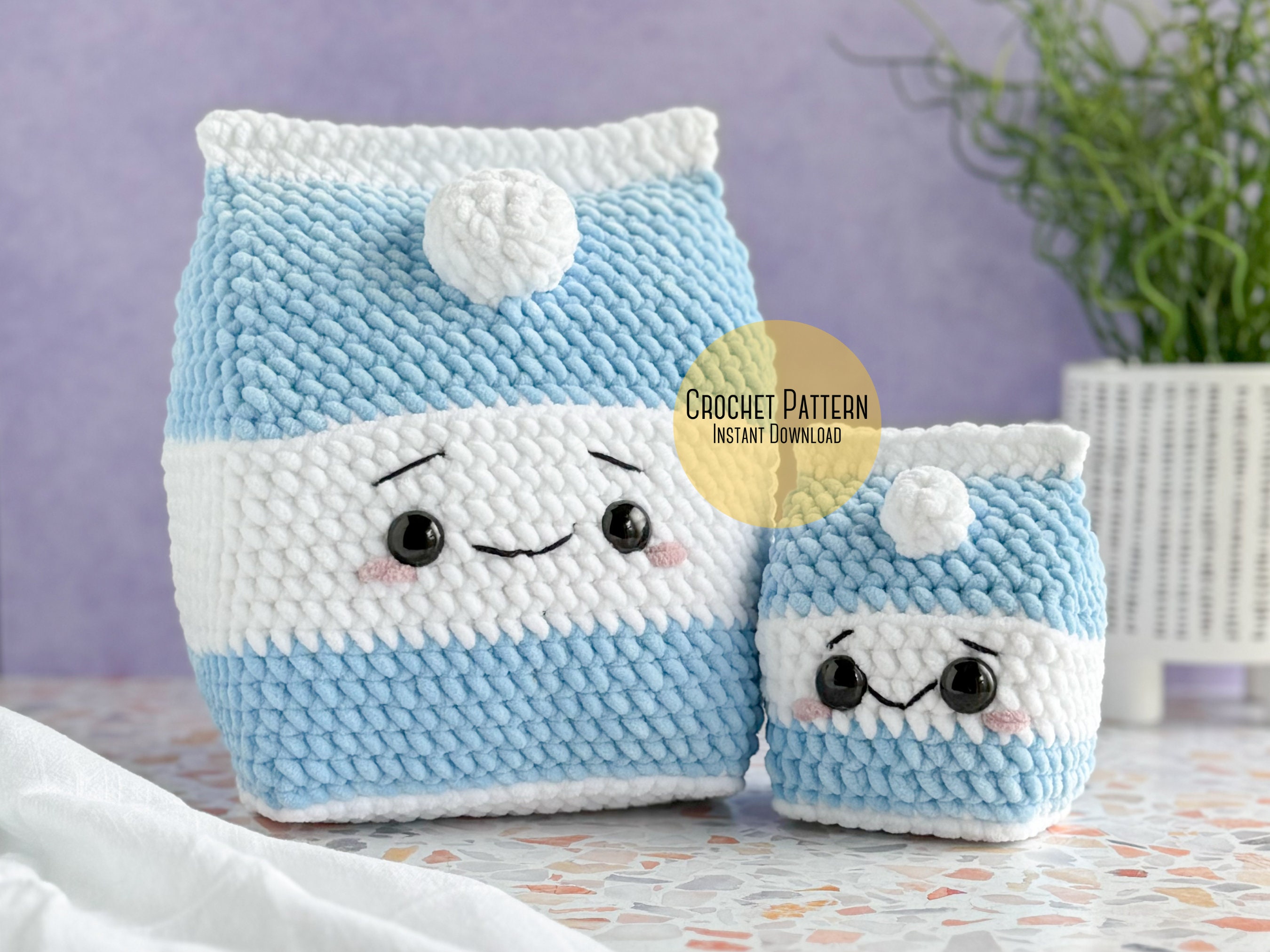 Bundle: Mini and Big Milk Carton Plush Crochet Patterns, Two Plush Milk Patterns, Amigurumi Food, Milk Carton Patterns, Play Food Patterns
