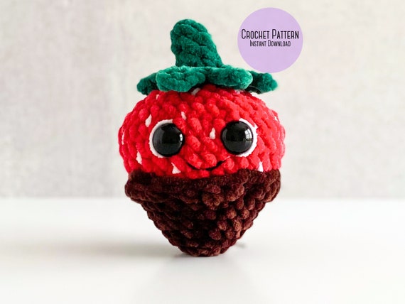 Mini Chocolate Covered Strawberry Plush Valentine Crochet Pattern, Valentine’s Day Gift Mini Crochet Pattern, Crochet Strawberry