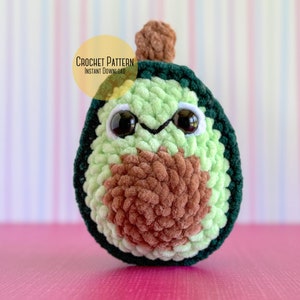 Mini Avocado No Sew Amigurumi Crochet Pattern, Beginner Friendly No Sew Mini Avocado Pattern, Plush Avocado Crochet Pattern, Amigurumi Food