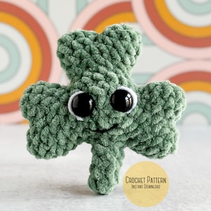 Amigurumi Mini Shamrock Clover Crochet Pattern, Mini Four Leaf Clover Modification included, Saint Patricks Day Mini Amigurumi Pattern PDF