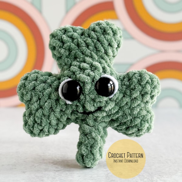 Amigurumi Mini Shamrock Clover Crochet Pattern, Mini Four Leaf Clover Modification included, Saint Patricks Day Mini Amigurumi Pattern PDF