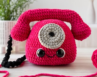 Big Rotary Phone Crochet Pattern – Digital PDF, Retro Amigurumi, Vintage Phone Decor, Fun Desk Plush, Intermediate Crochet Tutorial
