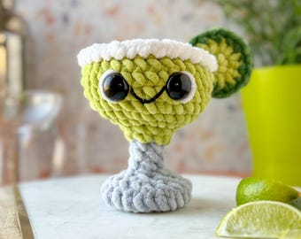 Mini Margarita Crochet Pattern, Plush Mini Margarita with Lime, Amigurumi Crochet Margarita Pattern, Cocktail Drink Crochet Pattern