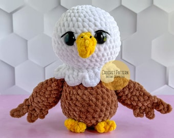 Pattern: Emma the Eagle Crochet, Amigurumi Eagle pattern, Crochet Eagle, Digital Eagle pattern, Fourth of July Crochet Pattern, Plush Eagle