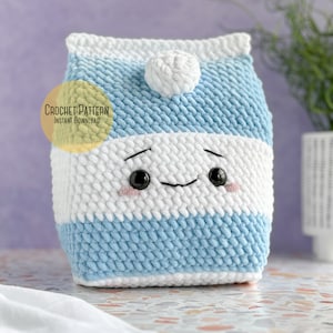 Big Milk Carton Crochet Pattern, Low Sew Plush Big Milk Carton, Amigurumi Food, Milk Carton Plush Crochet Pattern, Play Food Crochet Pattern