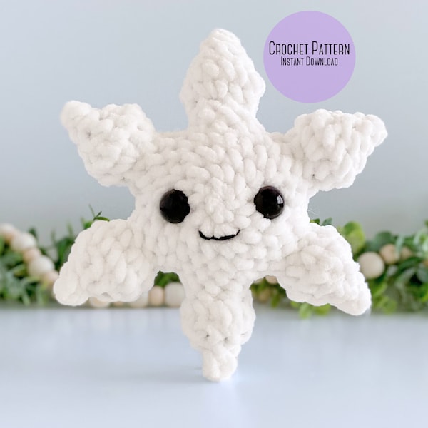 Mini Crochet Snowflake Winter Amigurumi Holiday Pattern, Mini Snowflake Plush, Winter Holiday Snowflake Crochet Pattern, Snowflake Decor