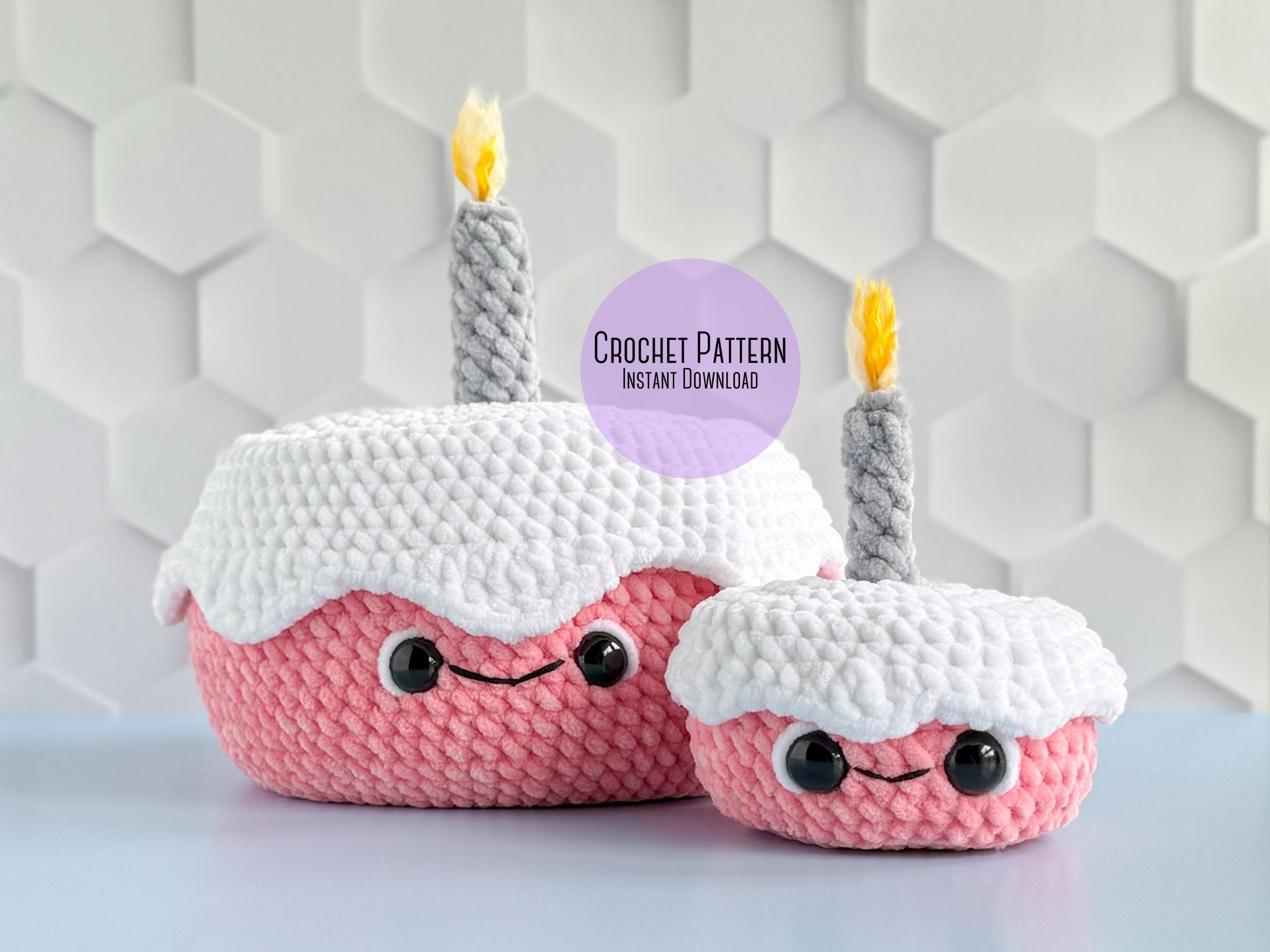 Amigurumi Plush Birthday Cake Crochet Pattern Bundle, Mini Birthday Cake, Cake with Whipped Cream & Cherry, Play Food Crochet Pattern Bundle