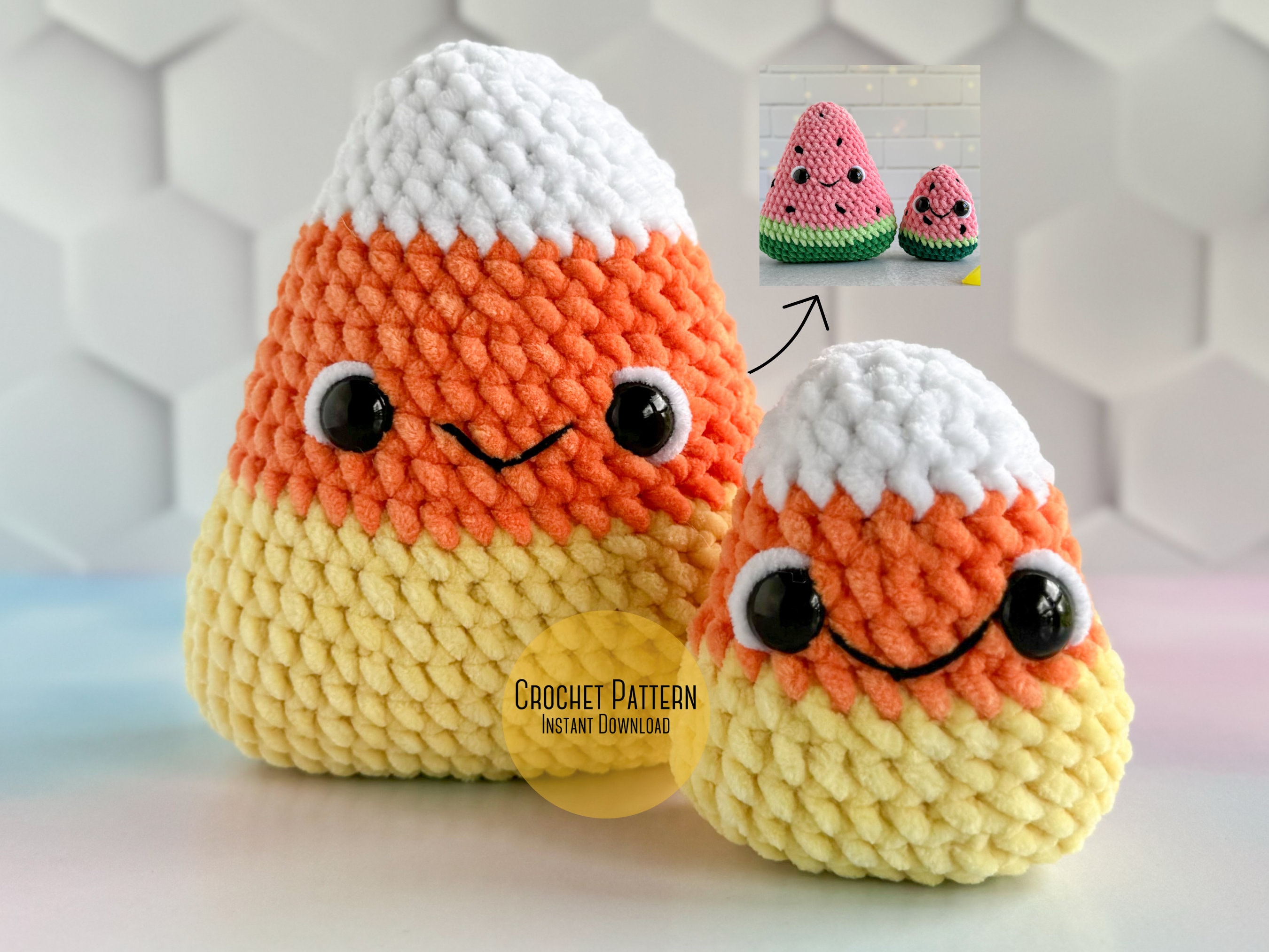 37 Corn Crochet Patterns for Rustic Decor, Play Food, and Cute Seasonal Gifts 6 Candy Corn Crochet Pattern Bundle