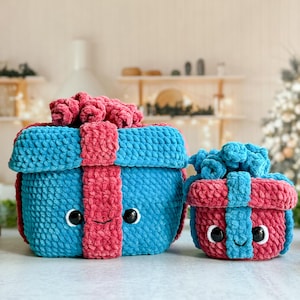 Bundle: Große und Mini-Weihnachtsgeschenk-Häkelanleitung, Plüsch-Geschenke mit abnehmbarem Deckel, große und Mini-Weihnachtsbonbonhalter-Boxen
