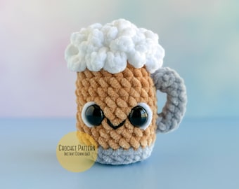 Amigurumi Mini Beer Mug Crochet Pattern, Mini Draft Beer Lover’s Gift Plush Crochet Pattern, Saint Patricks Day Mini Beer Mug Pattern PDF