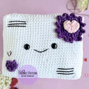 Patrón de crochet de peluche de San Valentín con gran carta de amor, patrón de regalo de amor de San Valentín a crochet, patrón de almohada de peluche amigurumi con carta de amor