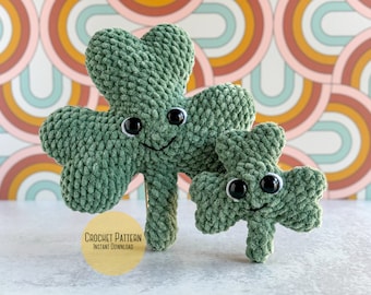 Amigurumi Shamrock Clover Crochet Pattern Bundle, Four Leaf Clover Modifications included, Big and Mini Saint Patricks Day Crochet Patterns