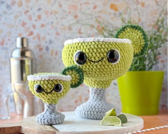 Patroonbundel: grote en kleine Margarita-haakpatronen, pdf-patroon pluche margarita&#39;s met limoen, gehaakte amigurumi-margaritapatronen