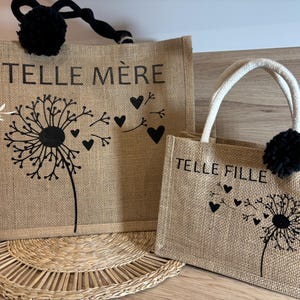 Sac jute personnalisé -Prénom-cabas jute-sac personnalisé-maman-les petites affaires-fourre tout-fête mère-personnalisé-mamie-ATSEM