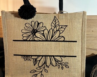 Personalized jute bag - First name - jute tote bag - personalized bag - mom - small items - tote bag - ATSEM - Mother&#39;s Day - Mom&#39;s Day - Nanny - Grandma