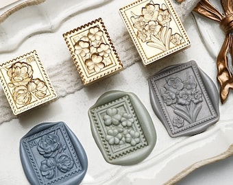Flower Design Wax Seal Stamp, 3D Embossed Metal Stamp Head