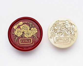Timbre De Cire De Cadre, Atopbb 3D Relief Frame Relief Wax Seal, Cadre Wax Seal Head Wood Seal Handle, Invitation De Mariage Wax Seal, Lettre Seal (F20