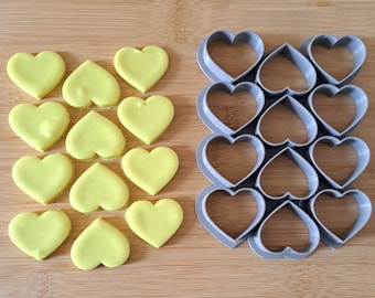 Multi-heart cookie cutter.  lots of heart shaped biscuits. 12 hearts in one. 3D Printed PLA fondant, dough, plasticine, Play-Doh, clay