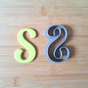 Uniquely shaped Letter S cookie cutter.  Initials plaque biscuit. 3D Printed PLA fondant, dough, plasticine, Play-Doh, clay cutter