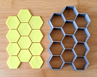 Multi-hexagon cookie cutter.  lots of hex shaped biscuits. 12 hexes in one. 3D Printed PLA fondant, dough, plasticine, Play-Doh, clay