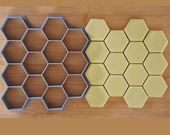 Multiple 1 .75&quot; Hexagon cookie cutter.  lots of large hex biscuits. Easy 14 hexagons in one. 3D Printed PLA fondant, clay