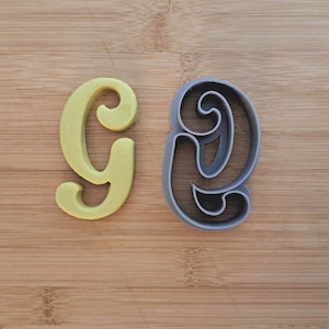 Cortador de galletas con forma única de letra G. Galleta con placa de iniciales. Fondant PLA impreso en 3D, masa, plastilina, Play-Doh, cortador de arcilla