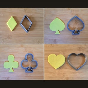 4 Spielkarten Ausstechformen. Spieleabend Pokerabend Kekse. 3d gedruckter PLA Fondant, Teig, Knete, Play-Doh, Ausstechform