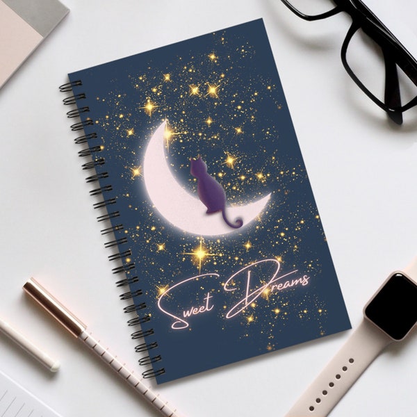 Liebevoll gestaltetes Katzenmotiv Tagebuch und Notizbuch für Katzenliebhaber | Spiralblock Journal DIN A5 To Do | Traumtagebuch