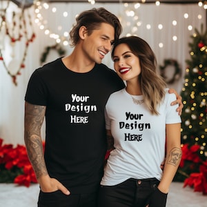 Couples T-shirt Mockup, black and White Bella Canvas Couple Mockup, , Couples  Mocks, 3001 Men and Women, Multiple Shirts