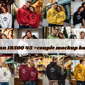 Gildan 18500 COUPLE Mockup BUNDLE , Front Back and Combo,  Couple Sweatshirt Mockups, Sweatshirt Model Mockup, Couple Mockup, Trendy Gildan