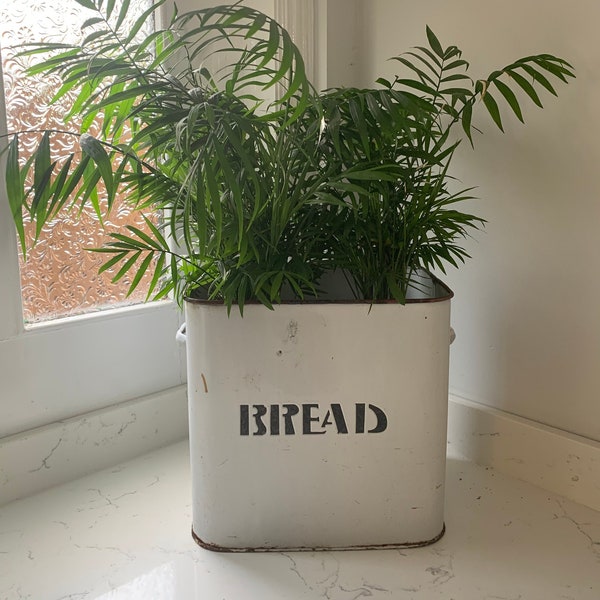 Vintage Enamelware Bread Bin/ Missing Lid