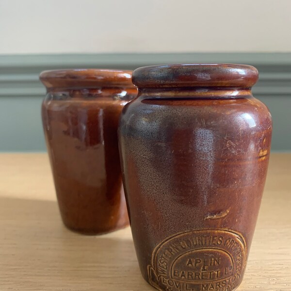 Two Antique Stoneware Glazed Cream Pots