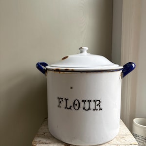 Vintage Enamel Flour Bin - Etsy