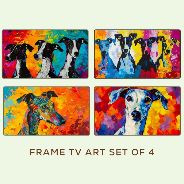 Whippet TV Frame Art for Samsung - Customizable Modern Dog Art for Living Room