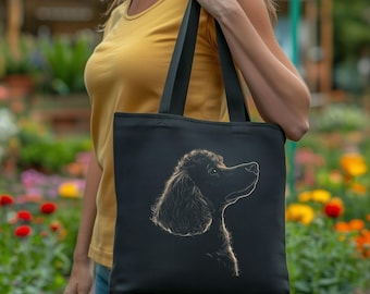 Elegant Poodle Silhouette Black Canvas Tote Bag - Dog Lover Gift
